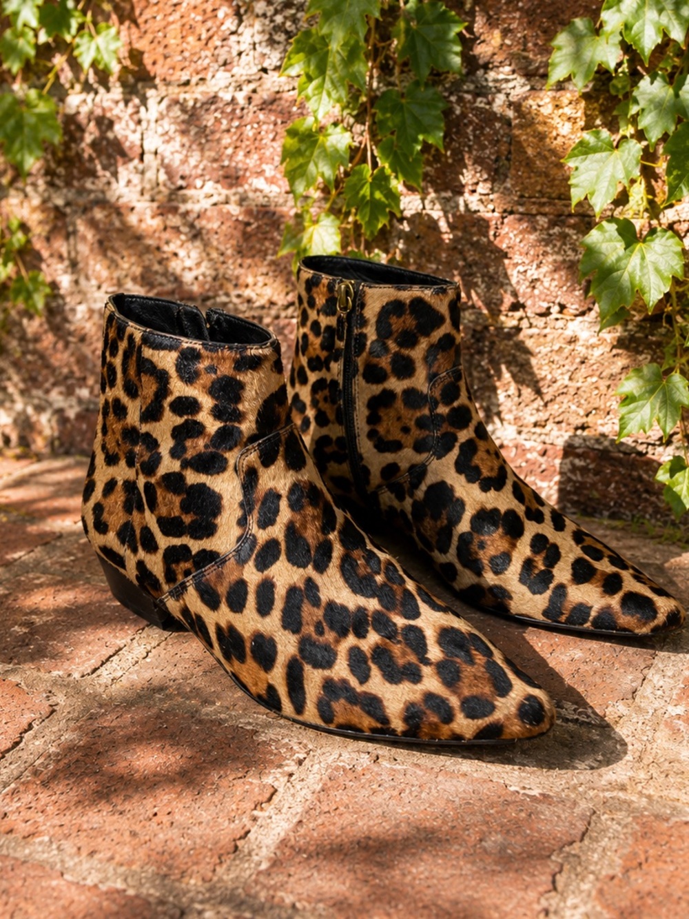 J. CREW Fall Statement Leopard Print Calf Hair Ankle Boots, 7